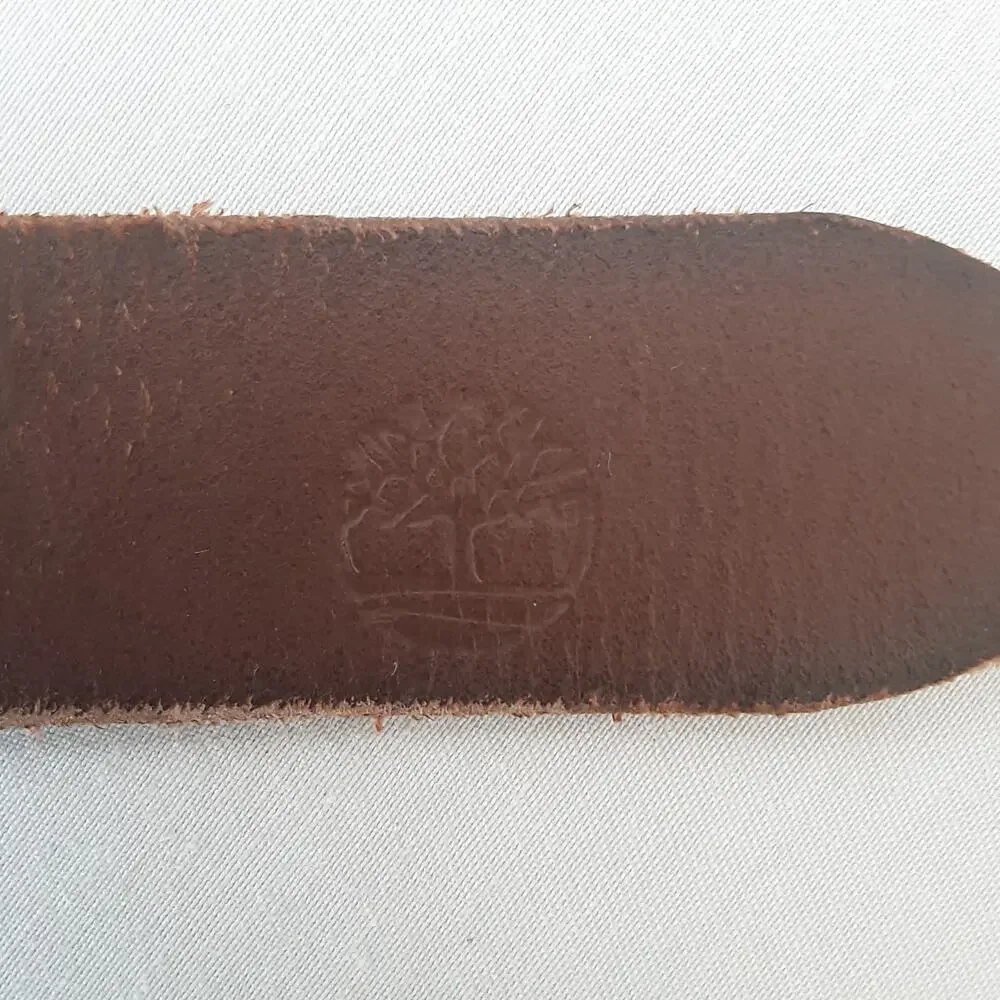 Timberland Genuine Leather Coffee Brown Belt Size 22 24 Rugged Distressed